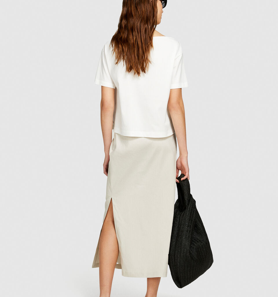 T-shirt with boat neck - women's short sleeve t-shirts - Creamy White | Sisley image number 3